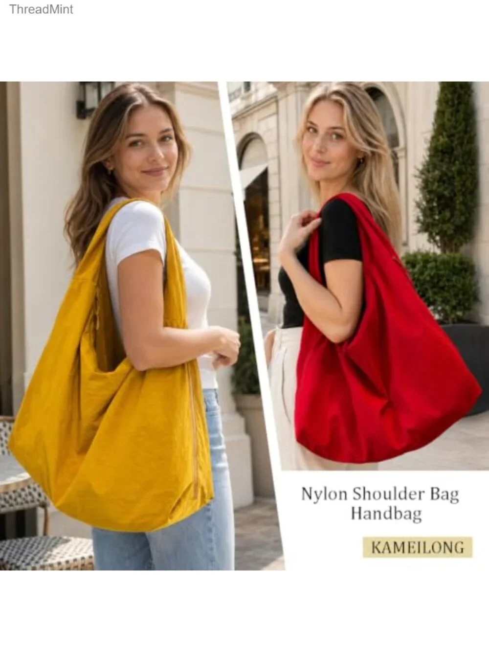 Large Nylon Hobo Bag Women Crescent Shoulder Bag Tote